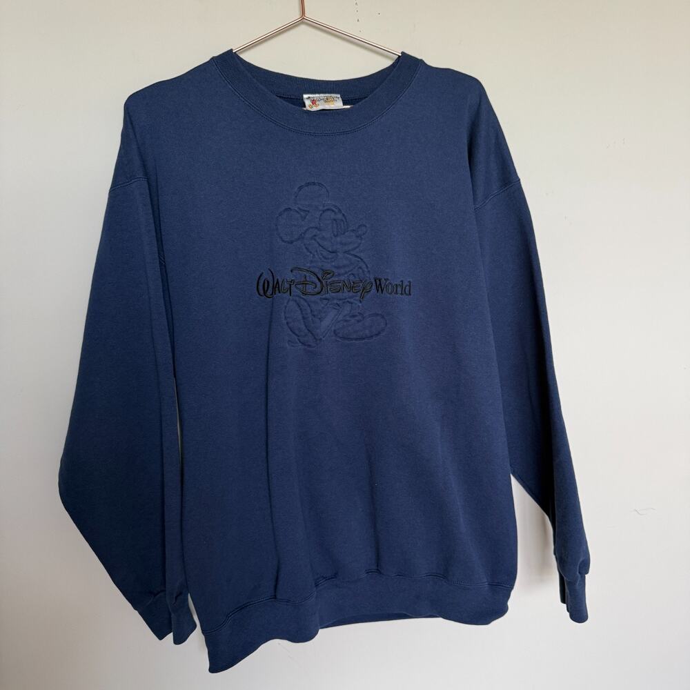 Vintage Walt Disney World Mickey Mouse Embossed Crewneck Sweatshirt Size Large
